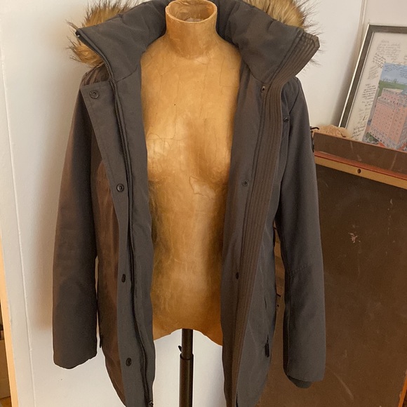 Michael kors gray puffer down winter fur trimmed jacket - Picture 7 of 12